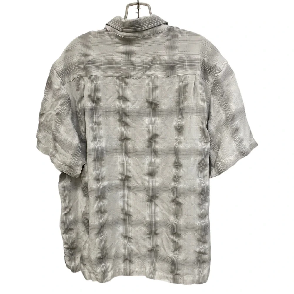 AXIST Silk Touch Short Sleeve Button Down Shirt Gray White Pattern Size XXL - Picture 3 of 7